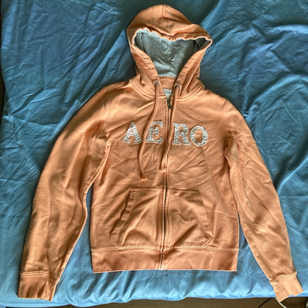 Aeropostale Orange Zip Up Hoodie